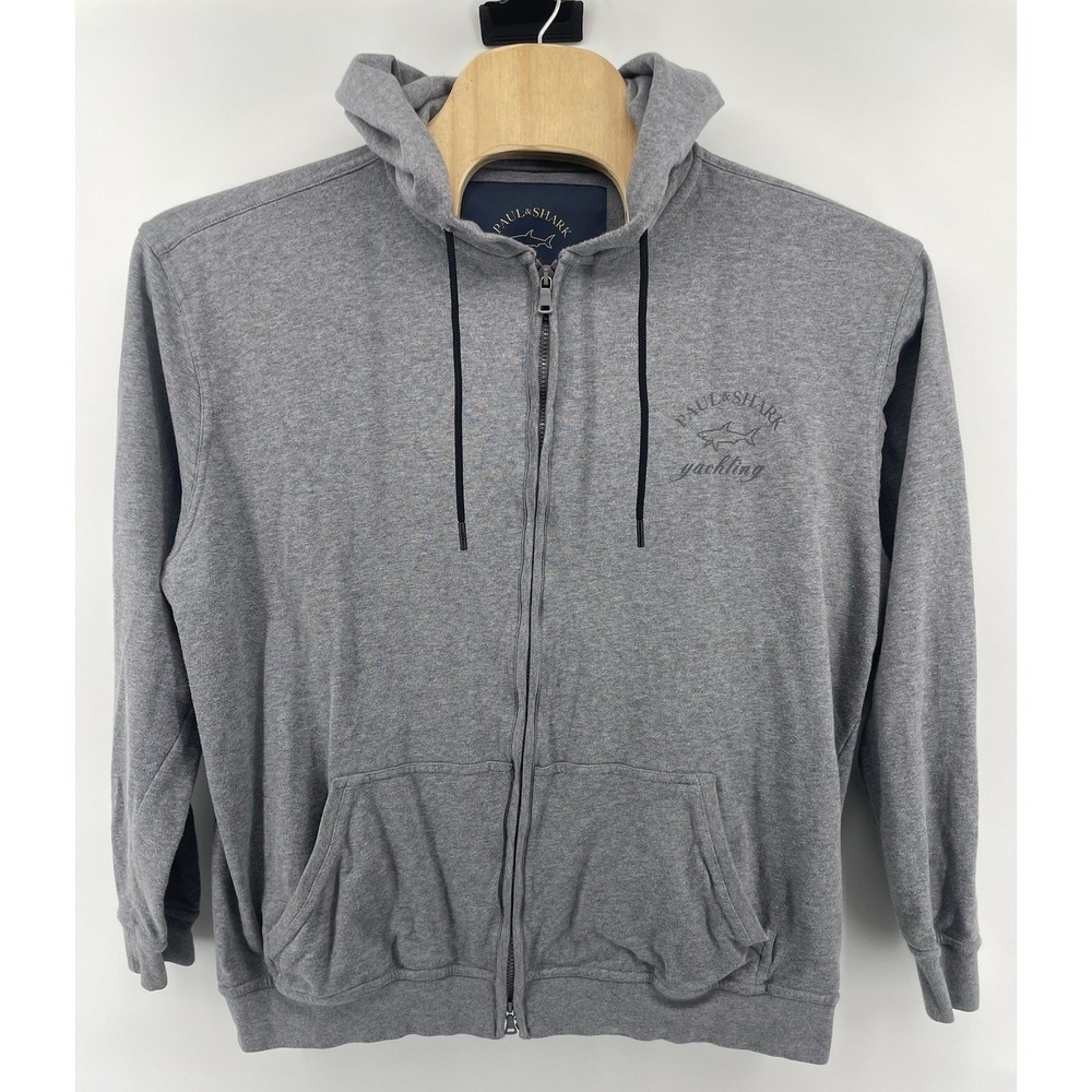 Paul & Shark Yachting Hoodie 3XL Gray Full Zip Nautical Sporty Italian Luxary